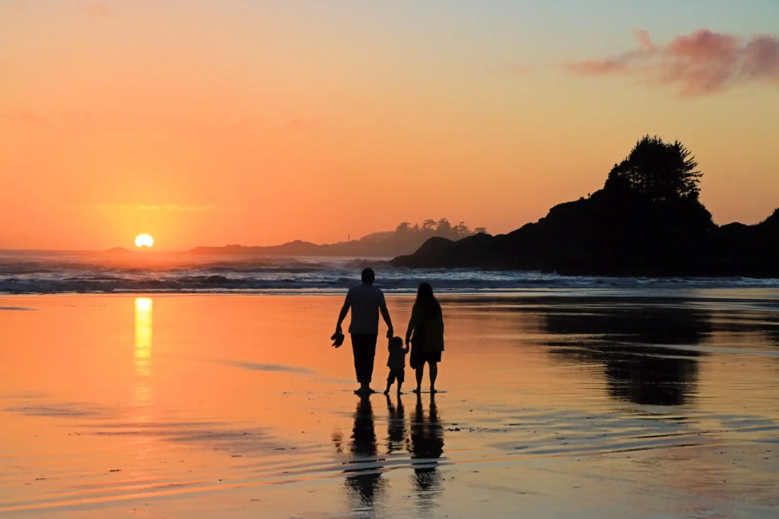 Familia al atardecer